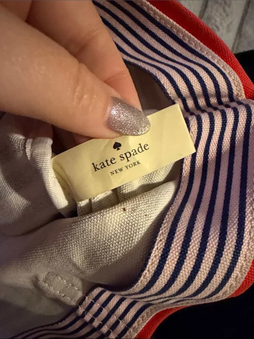 Kate Spade Blue Red & Pink Canvas Tote Bag